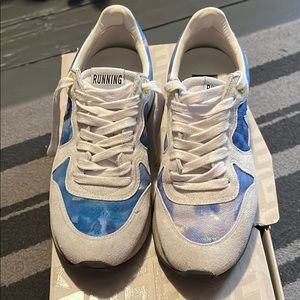 Golden Goose White with Blue Accent Sneaker